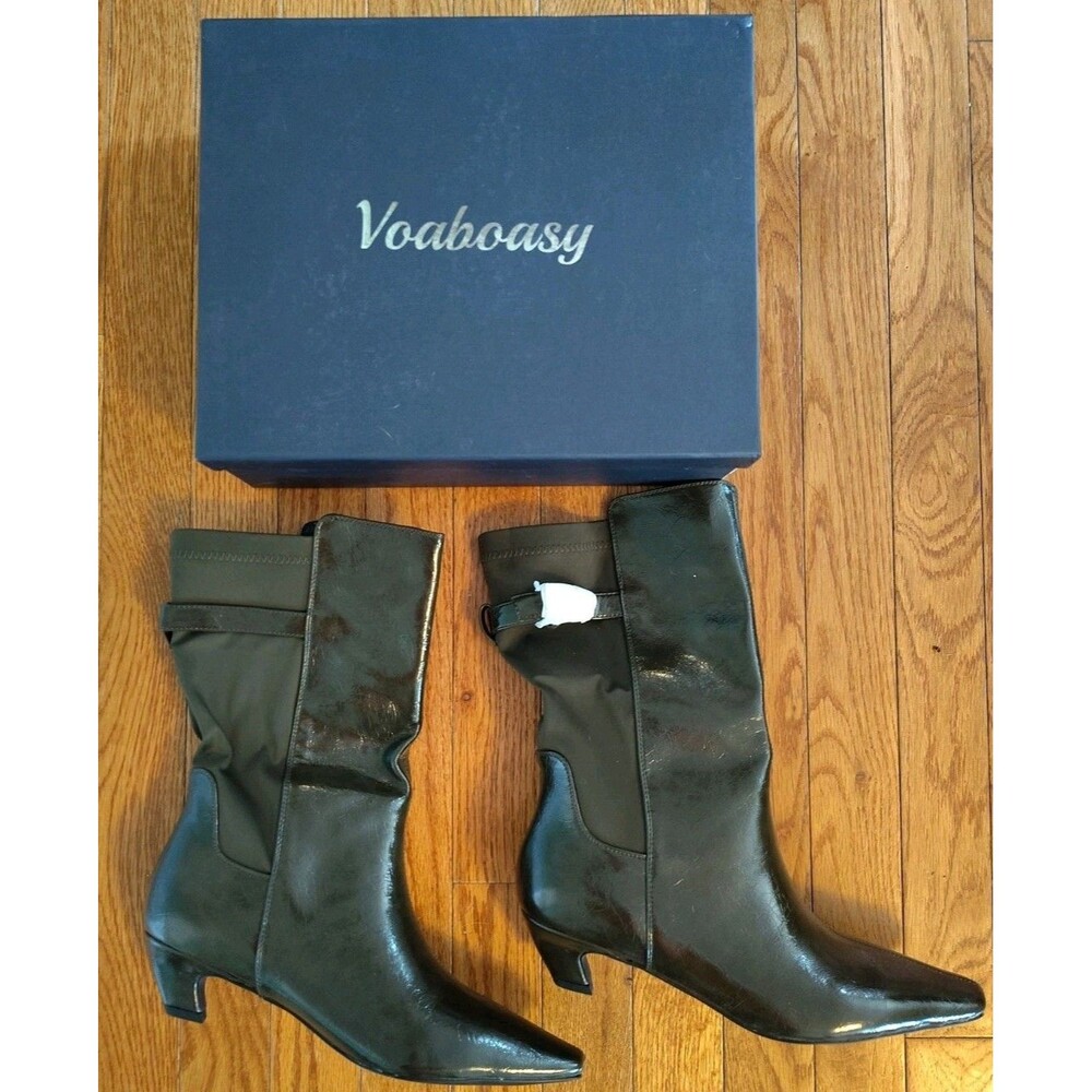 Voaboasy Kitten Heel Ankle Boots Green Size 8 Women's Padded Comfort Shoes NEW